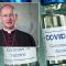 Bishop Richard Moth and representative vials of vaccine; Diocese of Arundel & Brighton and Daniel Schuldi