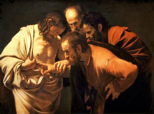 The Incredulity of Saint Thomas, Michelangelo Merisi da Caravaggio (1571–1610), c.1602; Sanssouci Picture Gallery, Potsdam