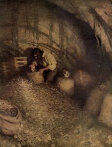 Jim and the Treasure, Newell Convers Wyeth (1882–1945), 1911; published in <i>Treasure Island</i> by Charles Scribner's Sons, New York