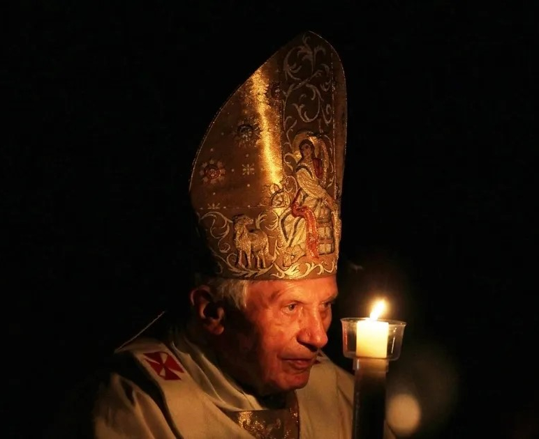 Pope Benedict at an Easter Vigil. Unknown agency image.