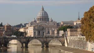 St Peter's Basilica behind the Ponte Sant’Angelo, Rome