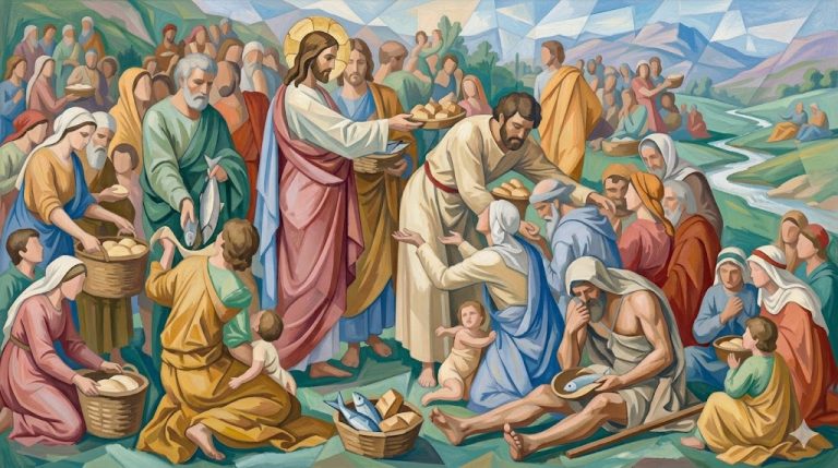 The Apostles feeding the five thousand, after Julius Schnorr von Carolsfeld (1794–1872)
