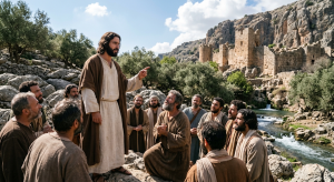 Jesus giving Peter the Keys, from "The Chosen" starring Jonathan Roumie; Angel Studios Inc