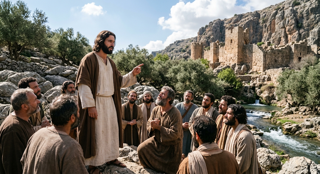 Jesus giving Peter the Keys, from "The Chosen" starring Jonathan Roumie; Angel Studios Inc