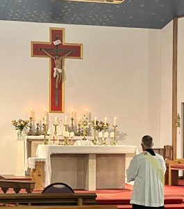 Deacon Neil before the Blessed Sacrament at Evensong of Our Lady of Walsingham